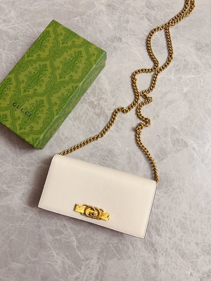Light Pink Leather Mini Designer Purses Gucci Python Wallet On Chain WOC With Interlocking G