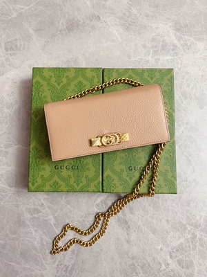 Light Pink Leather Mini Designer Purses Gucci Python Wallet On Chain WOC With Interlocking G