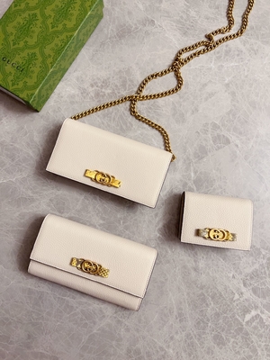 Light Pink Leather Mini Designer Purses Gucci Python Wallet On Chain WOC With Interlocking G