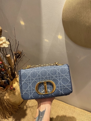Embroidered Mini Designer Purses Dior Caro Denim Small