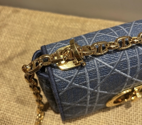 Embroidered Mini Designer Purses Dior Caro Denim Small