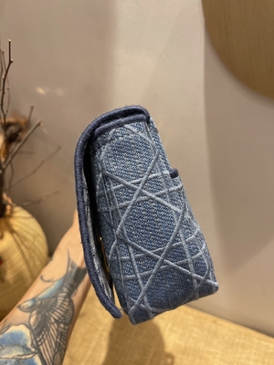 Embroidered Mini Designer Purses Dior Caro Denim Small