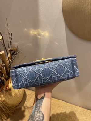 Embroidered Mini Designer Purses Dior Caro Denim Small