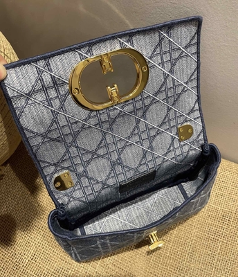 Embroidered Mini Designer Purses Dior Caro Denim Small