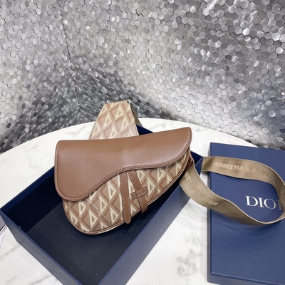 CD Saddle Sling Bag Diamond Canvas And Smooth Leather Dior Wallet Saddle