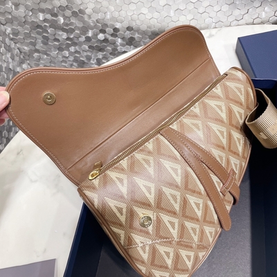 CD Saddle Sling Bag Diamond Canvas And Smooth Leather Dior Wallet Saddle