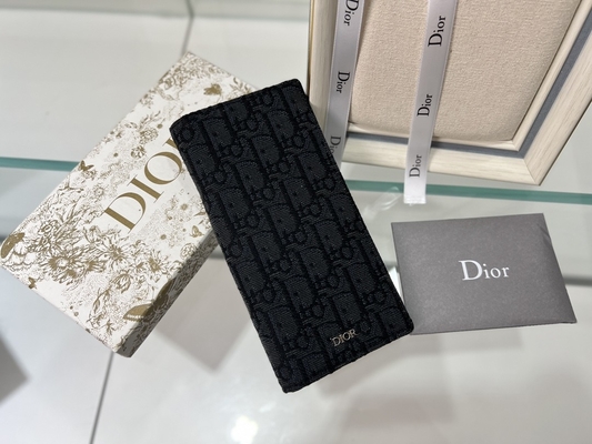 Embossed Vertical CD Christian Dior Mens Wallet Diamond Zippered