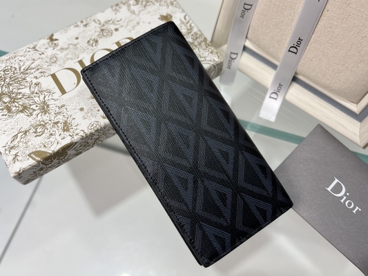 Embossed Vertical CD Christian Dior Mens Wallet Diamond Zippered