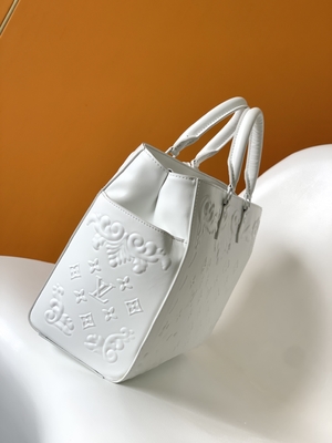White Monogram Preloved Branded Bag Louis Vuitton Sac Plat Tote