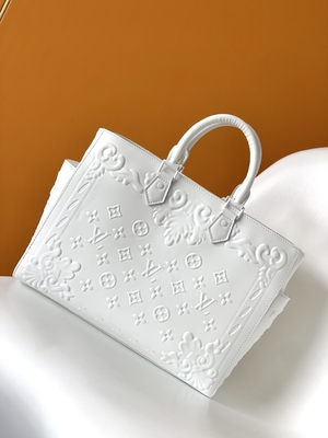 White Monogram Preloved Branded Bag Louis Vuitton Sac Plat Tote