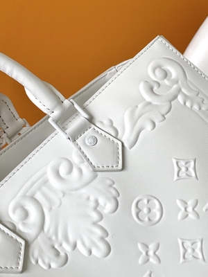 White Monogram Preloved Branded Bag Louis Vuitton Sac Plat Tote