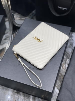 Monogram Quilted Leather YSL Quilted Leather Pouch Envelope Clutch