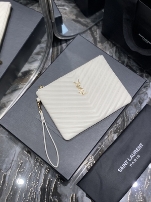 Monogram Quilted Leather YSL Quilted Leather Pouch Envelope Clutch