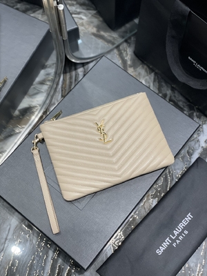 Monogram Quilted Leather YSL Quilted Leather Pouch Envelope Clutch