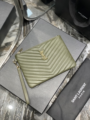 Monogram Quilted Leather YSL Quilted Leather Pouch Envelope Clutch