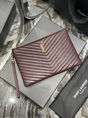 Monogram Quilted Leather YSL Quilted Leather Pouch Envelope Clutch