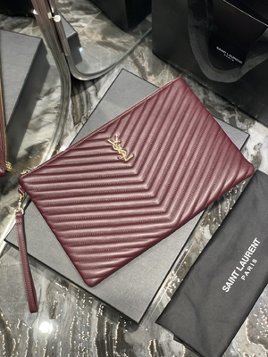 Monogram Quilted Leather YSL Quilted Leather Pouch Envelope Clutch