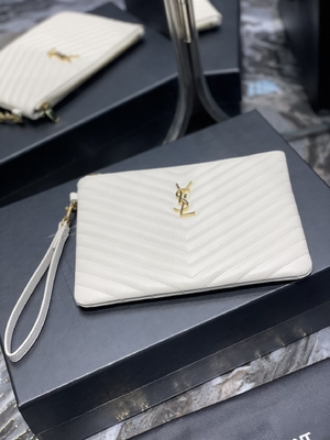 Monogram Quilted Leather YSL Quilted Leather Pouch Envelope Clutch