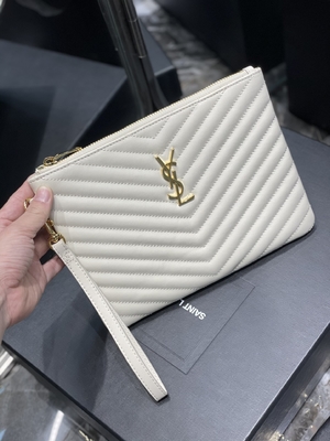Monogram Quilted Leather YSL Quilted Leather Pouch Envelope Clutch