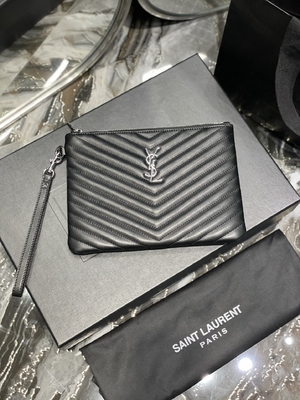 Monogram Quilted Leather YSL Quilted Leather Pouch Envelope Clutch