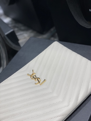 Monogram Quilted Leather YSL Quilted Leather Pouch Envelope Clutch