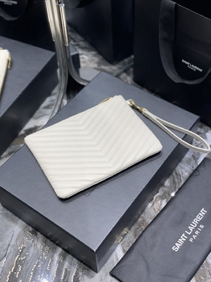 Monogram Quilted Leather YSL Quilted Leather Pouch Envelope Clutch