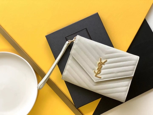 Caviar YSL Monogram Quilted Leather Envelope Clutch Bag