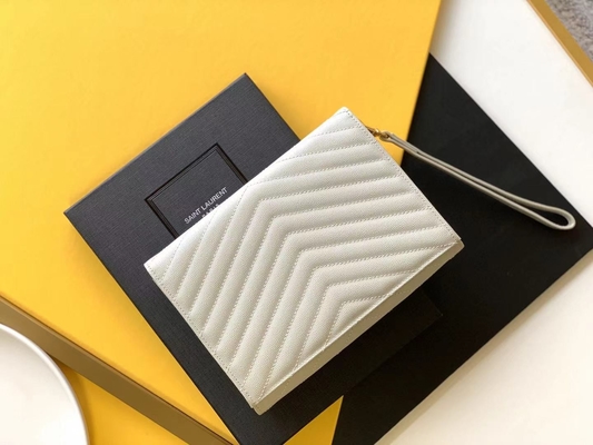 Caviar YSL Monogram Quilted Leather Envelope Clutch Bag