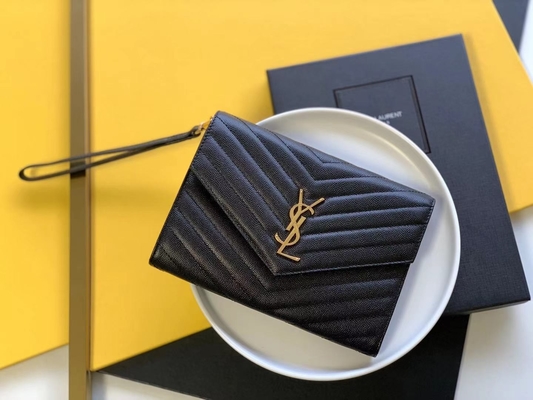 Caviar YSL Monogram Quilted Leather Envelope Clutch Bag