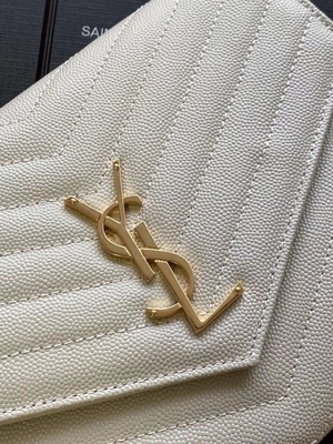 Caviar YSL Monogram Quilted Leather Envelope Clutch Bag