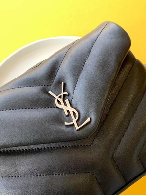 YSL Saint Laurent Ladies Cassandra Chain Shoulder Bag Cotton Canvas And Caramel Brown Calfskin