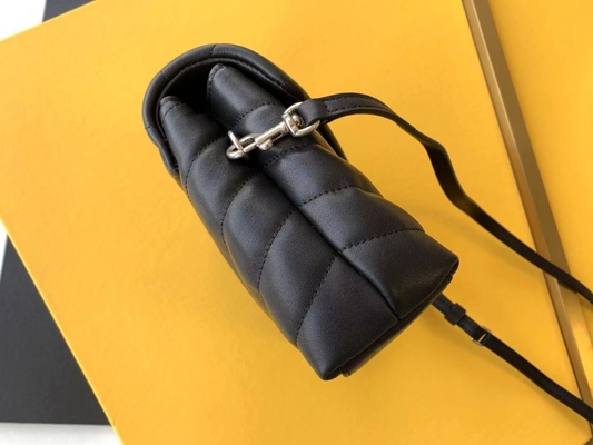 YSL Saint Laurent Ladies Cassandra Chain Shoulder Bag Cotton Canvas And Caramel Brown Calfskin