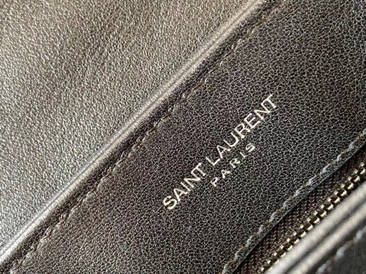 YSL Saint Laurent Ladies Cassandra Chain Shoulder Bag Cotton Canvas And Caramel Brown Calfskin