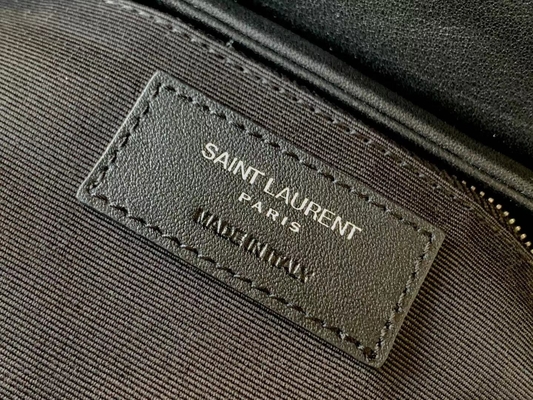 YSL Saint Laurent Ladies Cassandra Chain Shoulder Bag Cotton Canvas And Caramel Brown Calfskin