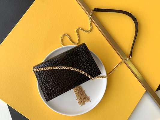 Calfskin YSL Black Bag Gold Chain Kate Small Tassel