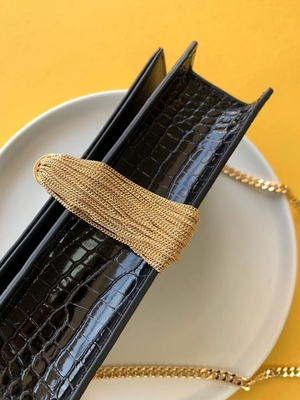 Calfskin YSL Black Bag Gold Chain Kate Small Tassel