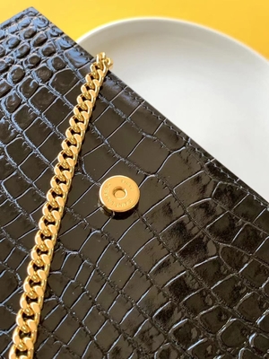 Calfskin YSL Black Bag Gold Chain Kate Small Tassel