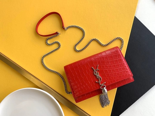 Medium Kate Tassel Red YSL Saint Laurent Woc Zipper Closure