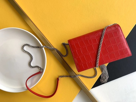 Medium Kate Tassel Red YSL Saint Laurent Woc Zipper Closure