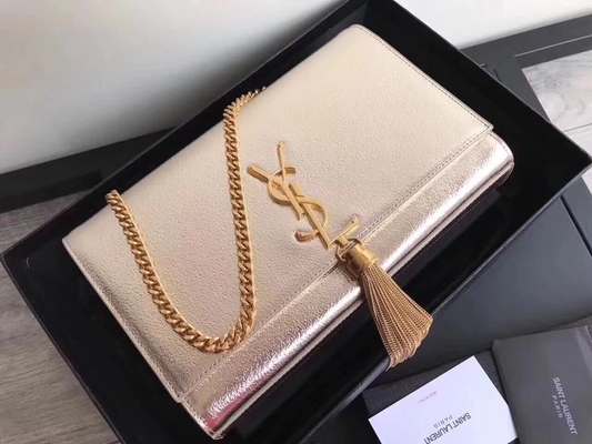 Adjustable Straps Polyester Saint Laurent YSL Woc Bag With Zipper Closure Silver