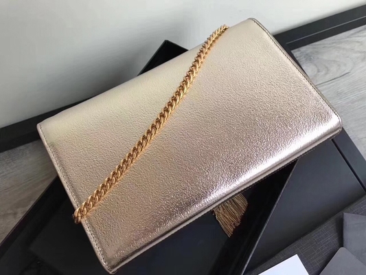 Adjustable Straps Polyester Saint Laurent YSL Woc Bag With Zipper Closure Silver