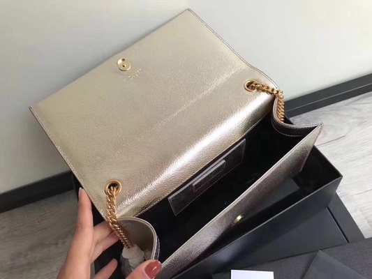 Adjustable Straps Polyester Saint Laurent YSL Woc Bag With Zipper Closure Silver