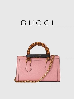 Pink Leather GG Gucci Diana Bamboo Bag Handbag OEM
