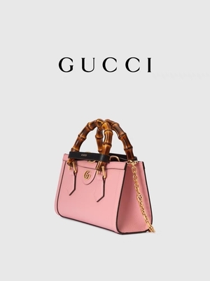 Pink Leather GG Gucci Diana Bamboo Bag Handbag OEM
