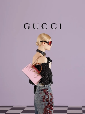Pink Leather GG Gucci Diana Bamboo Bag Handbag OEM