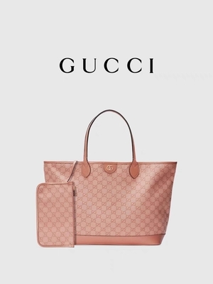 Pink Canvas Gucci Ophidia GG Medium Tote Shoulder Bag For Business Travelling