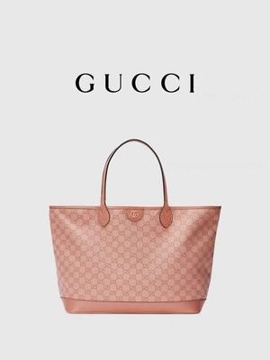 Pink Canvas Gucci Ophidia GG Medium Tote Shoulder Bag For Business Travelling
