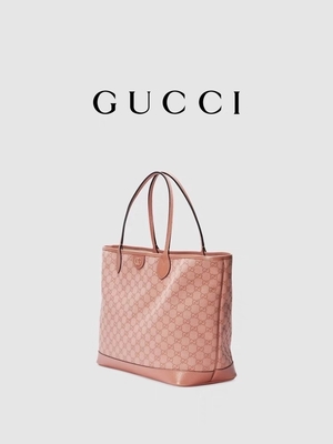 Pink Canvas Gucci Ophidia GG Medium Tote Shoulder Bag For Business Travelling