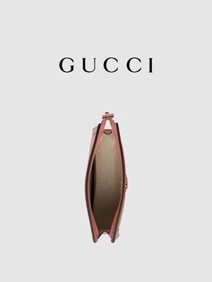 Mini Pink Canvas Leather Ophidia Gucci Clutch Pouch With Zip Closure
