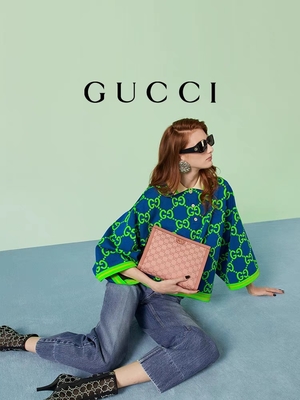 Mini Pink Canvas Leather Ophidia Gucci Clutch Pouch With Zip Closure